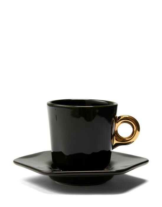 ESSENZA Sculpture Dunkelgrün Espresso Tasse&Untertasse 9 cl von ESSENZA