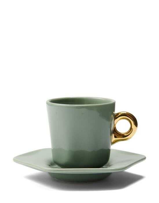 ESSENZA Sculpture Stone green Espresso Tasse&Untertasse 9 cl von ESSENZA