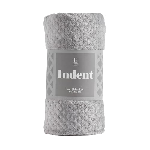 ESSEX - Kuscheldecke Indent, 130 x 170 cm, Decke, 100% Polyester, Sofadecke - Grau von ESSEX