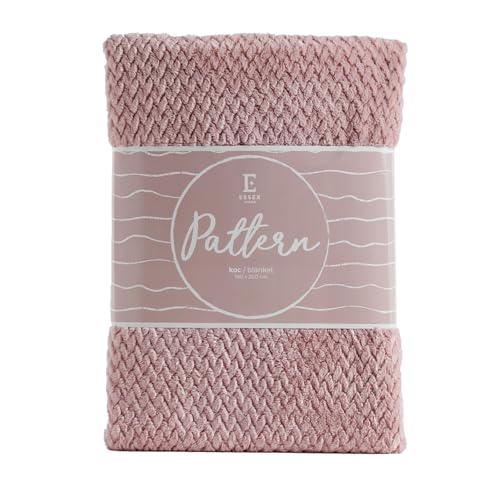 ESSEX - Kuscheldecke Pattern, 150 x 200 cm, Decke, 100% Polyester, Sofadecke - Rosa von ESSEX