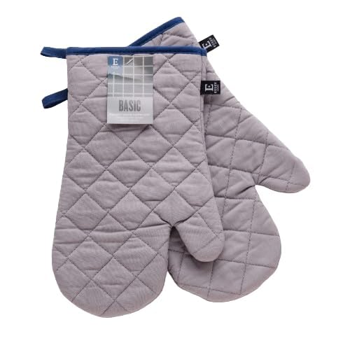 ESSEX - Ofenhandschuhe Hitzebestaendig, Modernes Weihnachten Topflappen Handschuh Set, aus Baumwolle, 19 x 30 cm, Ausgezeichneten Qualität - Basic, Grau von ESSEX