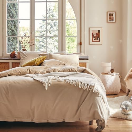 Chambray Uni Baumwolle Flanell Bettbezug Frisson 200x200 cm Essix von ESSIX