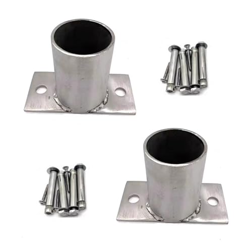 Pfostenträger Aufschraubhülse 2er-Satz Kleiner Runder Briefkastenpfostenanker, Robuster 304 Edelstahl-Terrassenpfostenschutz, DIY Bodenflansch für Veranda/Pavillon/Pergola(Dia 40mm) von ESSLIVE