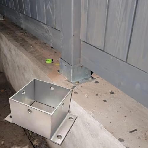 Pfostenträger Aufschraubhülse Bodenmontage-Pfostenbasis Holz (Direktmontage) Komplettset Erdanker Für Deck-Baluster – Massiver Vierkant-Zaunpfostenträger Für Pergolen/Sichtschutzwände(110x110 mm) von Generic