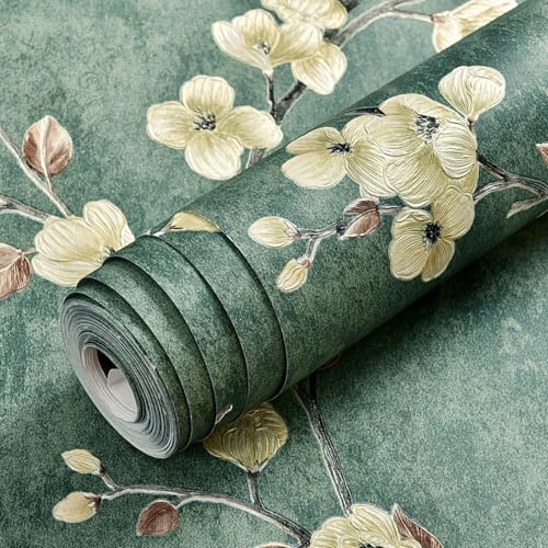 ESSMOKO 53 * 300cm Vliesmaterial selbstklebende Tapete warmen Blumenstil Schlafzimmer Wohnzimmer Wanddekoration Aufkleber 3D Wandaufkleber dunkelgrün 53 * 300cm ESSMOKO 53 * 300cm Vliesmaterial selbstklebende Tapete warmen Blumenstil Schlafzimmer Wohnzimmer Wanddekoration Aufkleber 3D Wandaufkleber dunkelgrün 53 * 300cm von ESSMOKO