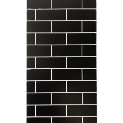 ESSMOKO Moderne schwarz weiße Ziegel PVC selbstklebende Tapete Arbeitszimmer Wohnzimmer Schlafzimmer Hintergrund Wand Shop Tapetenaufkleber von ESSMOKO