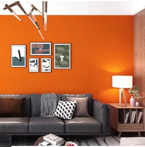 ESSMOKO Orangefarbene selbstklebende VliesSelbstklebende Tapete für Schlafsaal Schlafzimmer Wohnzimmer einfarbig wasserdichte orangerot 53 * 300cm von ESSMOKO
