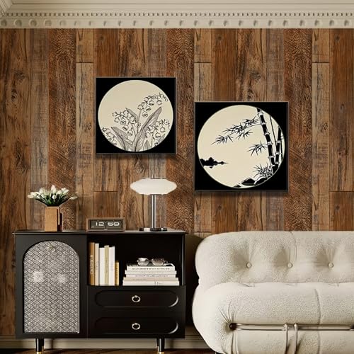 ESSMOKO Tapete 3D Retro Holzmaserung selbstklebende PVC wasserdichte Tapete Restaurant Café Shop Wohnzimmer Hintergrund Wandtapete Möbel Renovierung Aufkleber von ESSMOKO