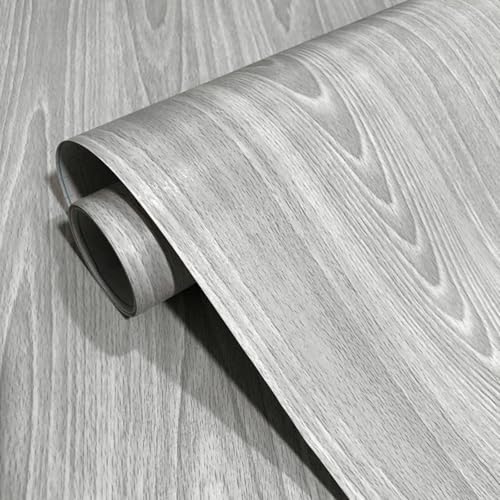ESSMOKO Tapete Graue Holzmaserung Imitation PVC Tapete selbstklebend für Schlafzimmer Kleiderschrank Tür Schuhschrank Renovierung alter Möbel Aufkleber Graue Holzmaserung 45 * 950cm von ESSMOKO