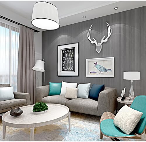 ESSMOKO Tapete Moderne vertikal gestreifte Vliestapete nicht selbstklebend einfarbig für Schlafzimmer Wohnzimmer Restaurant Dekoration Tapete Dunkelgrau 53 * 950cm ESSMOKO Tapete Moderne vertikal gestreifte Vliestapete nicht selbstklebend einfarbig für Schlafzimmer Wohnzimmer Restaurant Dekoration Tapete Dunkelgrau 53 * 950cm von ESSMOKO