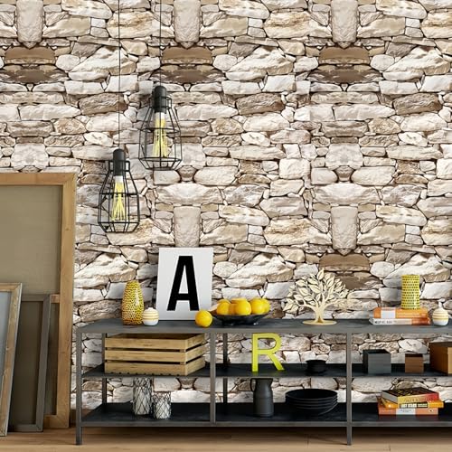 ESSMOKO Tapete Nostalgische Retro Steinwand selbstklebende Veranda Bar Dekoration Hintergrundwand PVC selbstklebende ESSMOKO Tapete Nostalgische Retro Steinwand selbstklebende Veranda Bar Dekoration Hintergrundwand PVC selbstklebende von ESSMOKO