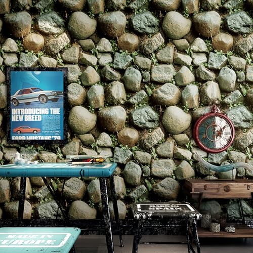 ESSMOKO Tapete Nostalgische Retro Steinwand selbstklebende Veranda Bar Dekoration Hintergrundwand PVC selbstklebende ESSMOKO Tapete Nostalgische Retro Steinwand selbstklebende Veranda Bar Dekoration Hintergrundwand PVC selbstklebende von ESSMOKO