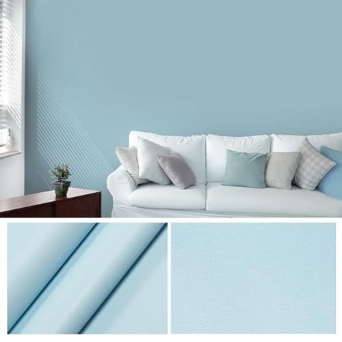 ESSMOKO Tapete Selbstklebende PVC 3D Prägeverfahren wasserdicht und schmutzabweisend für die Renovierung für Mietzimmer Schlafzimmer Wohnzimmer Büro Schlafsaal Wandaufkleber blauer Druck 45 * 300cm von ESSMOKO