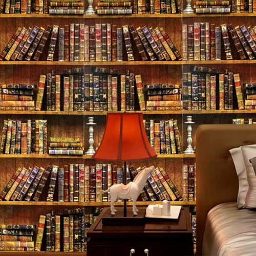 ESSMOKO Tapete Selbstklebende PVC im Retro Stil im französischen Stil für Bücherregale Arbeitszimmer Hintergrunddekoration Möbelaufkleber von ESSMOKO