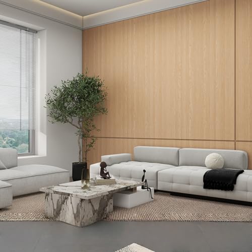 ESSMOKO Tapete Selbstklebende PVC mit Holzfurnier dekorative Aufkleber mit Holzmaserung dicke wasserdichte und schmutzabweisende Tapeten Möbelaufkleber kleinblättrige Pappel 40 * 300cm von ESSMOKO
