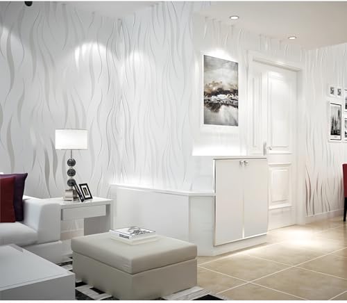 ESSMOKO Tapete Vliestapete 3D Beflockung selbstklebend Flash Streifen Effekt Wohnzimmer Schlafzimmer Hotel Dekoration Wandtuch Cremeweiß 53 * 950cm ESSMOKO Tapete Vliestapete 3D Beflockung selbstklebend Flash Streifen Effekt Wohnzimmer Schlafzimmer Hotel Dekoration Wandtuch Cremeweiß 53 * 950cm von ESSMOKO