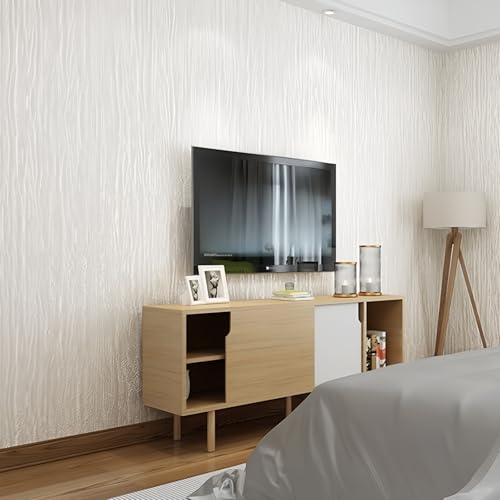 ESSMOKO Verdickte 3D Kieselalgenschlamm gestreifte Vlies Tapete selbstklebend für Schlafzimmer Wohnzimmer Hintergrund Zuhause cremefarben 53 * 500cm von ESSMOKO
