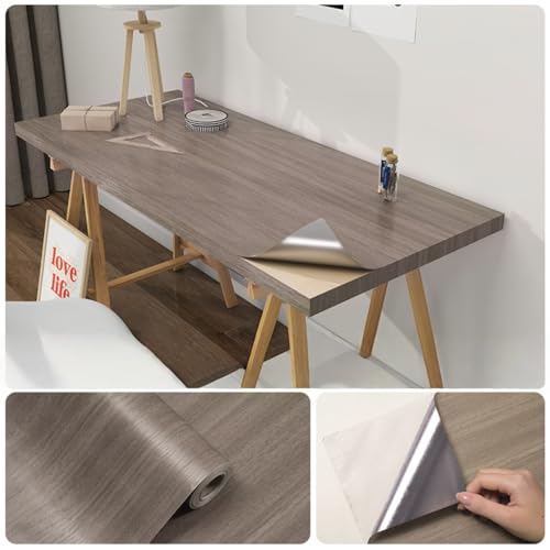 Tapete 40*500cm Holzmaserung Aluminiumfolie Aufkleber Selbstklebende Tapete Wasserdicht und feuchtigkeitsbeständig Alte Tür Möbel Kleiderschrank Schrank Tisch Küche Farbwechsel Aufkleber Grüne Blatt von ESSMOKO