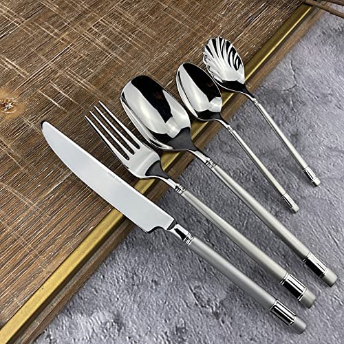 Besteck Set, Besteckset 12 Personen Sandgestrahlter Griff - Edelstahl 18/10 Luxus Geschirr Besteck, Spiegelpoliertes Besteckset，Elegantes Tafelbesteck für Home/Wichtige Abendessen (60 Stück) von ESSONIO