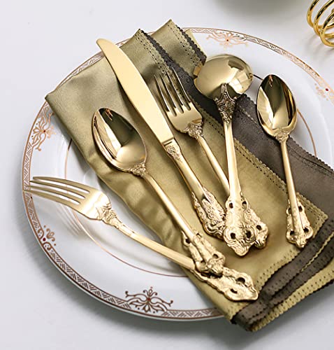 Besteckset für 4 Personen, 24-teilig -ESSONIO- Besteckset aus Edelstahl, Hochglanzpoliert.Luxuriöses Besteck Klassisches und schlichtes Design,Luxury Cutlery,Gold Besteckset für 4 Personen, 24-teilig -ESSONIO- Besteckset aus Edelstahl, Hochglanzpoliert.Luxuriöses Besteck Klassisches und schlichtes Design,Luxury Cutlery,Gold von ESSONIO