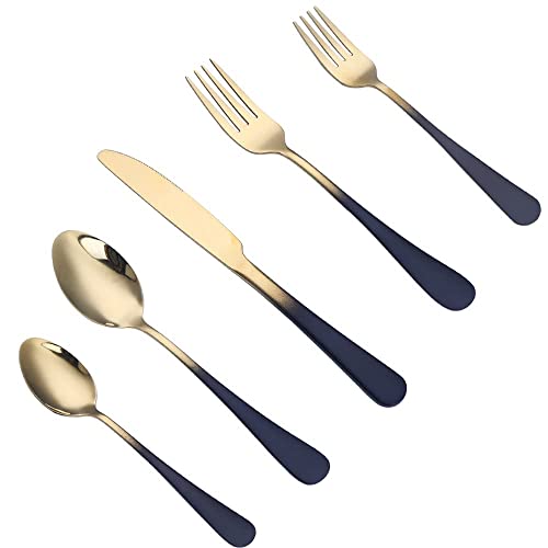 Schwarzes Gold Besteckset Besteck Sets 30 Stück Edelstahl Service für 6 Langlebig Haus Küche Restaurant Hochzeit Besteck Utensilien Delicate Messer Gabeln und Löffel Geschirr Set von ESSONIO