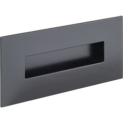 ESTAMP Griffmuschel Geometrix 155x73mm - Muschelgriff rechteckig - Griff mit Rahmen zum Einlassen - Zinkdruckguss schwarz matt von ESTAMP