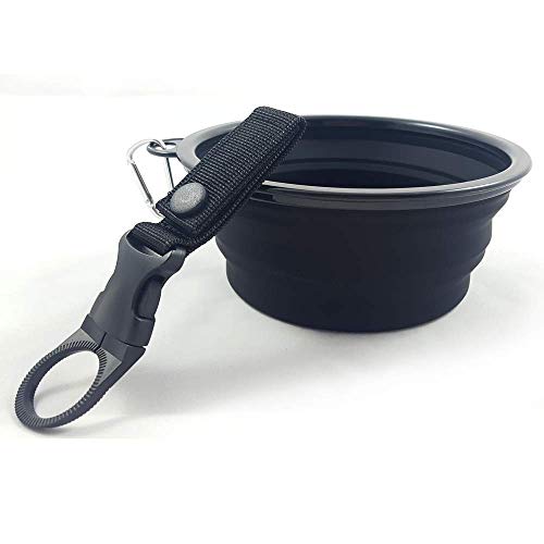 ESTANDO 1 L Großer Hundenapf inkl. Flaschenhalter - Futternapf für Hund und Katze (1000ml): Faltbarer Napf aus Silikon (SGS geprüfte Qualität), super Fressnapf und Wassernapf für unterwegs -Reisenapf von ESTANDO