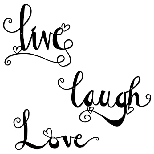 ESTART 3 Stück schwarze Metall-Buchstaben-Schild Dekor "Live Laugh Love" WordArt Wandkunst Dekor für Zuhause Indoor Outdoor Schlafzimmer Wohnzimmer Bad und Büro von ESTART