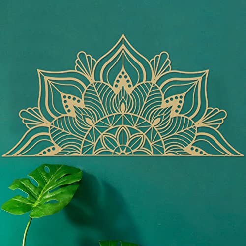 ESTART Große Metall-Mandala-Wanddekoration, einzigartige Lotusblumen-Wandkunst für Zuhause Schlafzimmer Büro drinnen und draußen (Gold) von ESTART