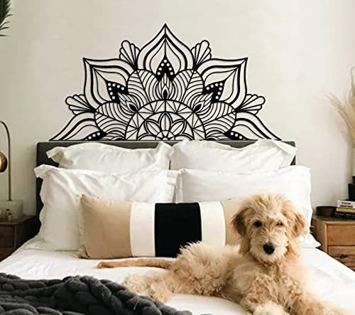 ESTART Große Metall-Mandala-Wanddekoration, einzigartige Lotusblumen-Wandkunst für Zuhause Schlafzimmer Büro drinnen und draußen (Schwarz) von ESTART