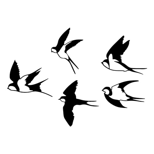 ESTART Vogel-Wanddekoration aus Metall, 5 Stück, schwarze Vögel, Wandkunst, für den Außenbereich, dekorative Vogel-Wandskulptur für Zuhause, Küche, Terrasse, Schlafzimmer, von ESTART