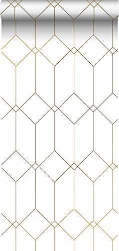 ESTAhome Tapete Art Decó Muster Weiß und Gold - 139223-0,53 x 10,05 m von Esta Home