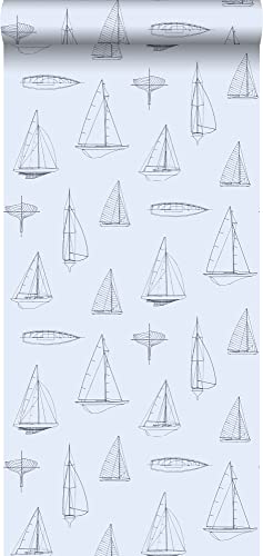 ESTAhome Tapete Boote Hellblau - 136431-53 cm x 10,05 m von ESTAhome. NL