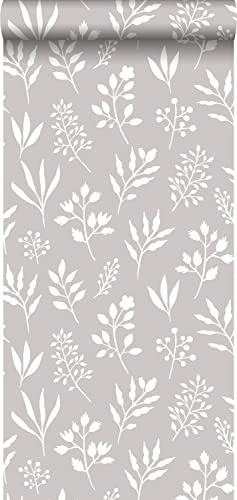 Tapete Blumenmuster im skandinavischen Stil Grau und Weiß - 139084 - von ESTAhome von Esta Home