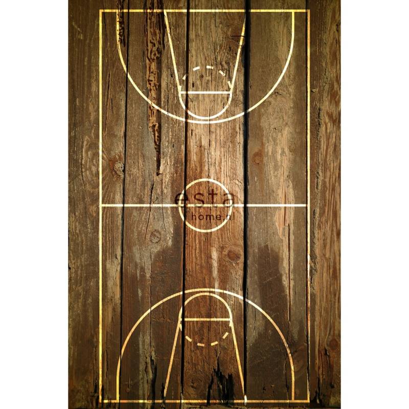 ESTAhome Fototapete Basketballfeld Braun 186 cm x 2,79 m 158802 von ESTAhome