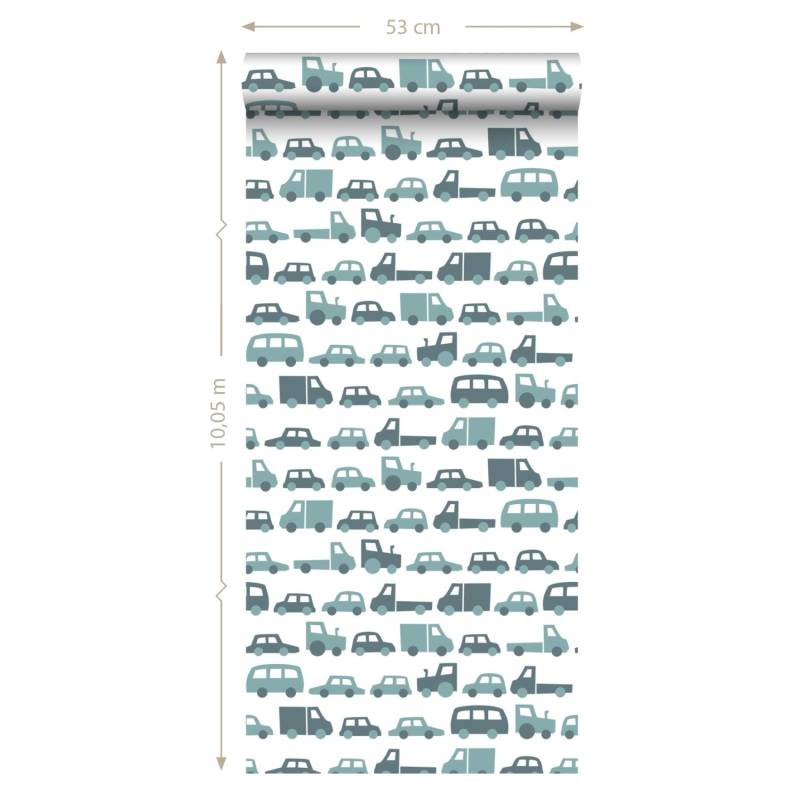 ESTAhome Tapete Autos Graublau 0,53 x 10,05 m 139045 von ESTAhome