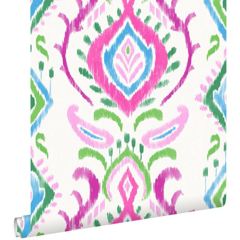 ESTAhome Tapete Barockmuster Grün und Rosa 53 cm x 10.05 m von ESTAhome