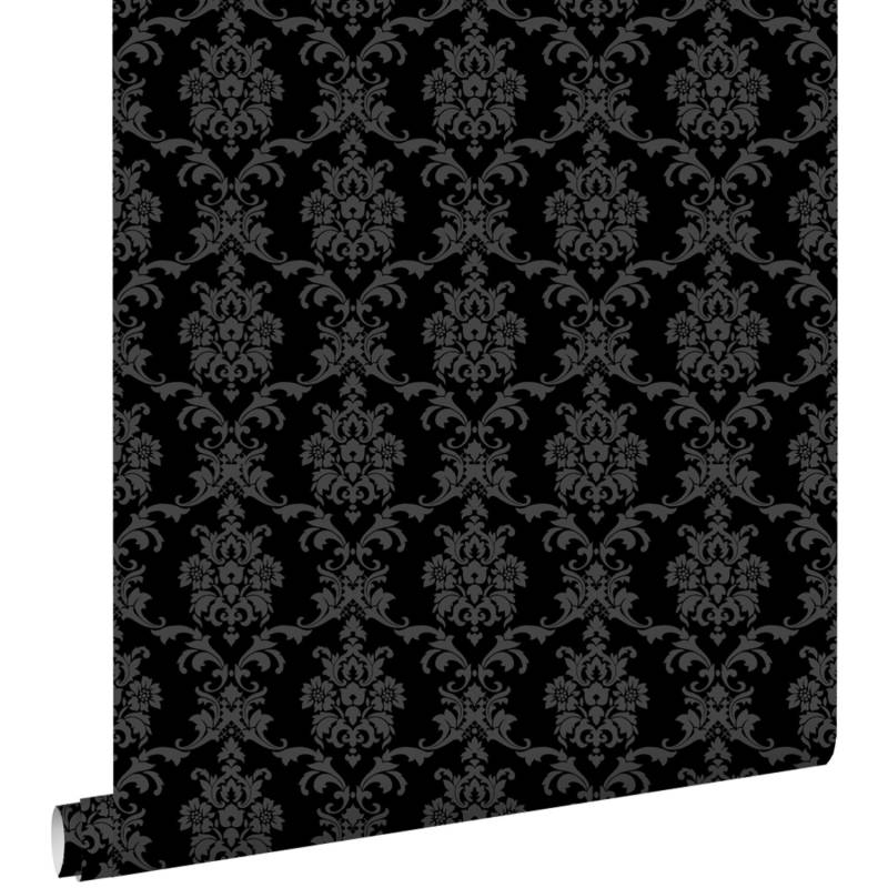 ESTAhome Tapete Barockmuster Schwarz 53 cm x 10,05 m 136825 von ESTAhome