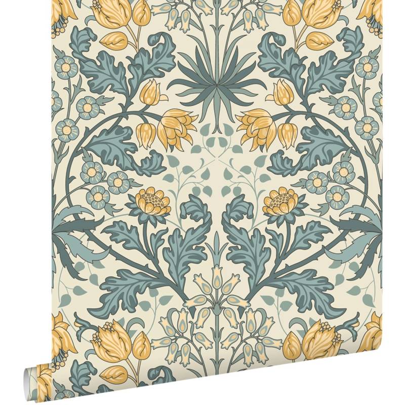 ESTAhome Tapete Blumenmuster im Jugendstil Blau und Gelb 50 x 900 cm ESTAhome Tapete Blumenmuster im Jugendstil Blau und Gelb 50 x 900 cm von ESTAhome