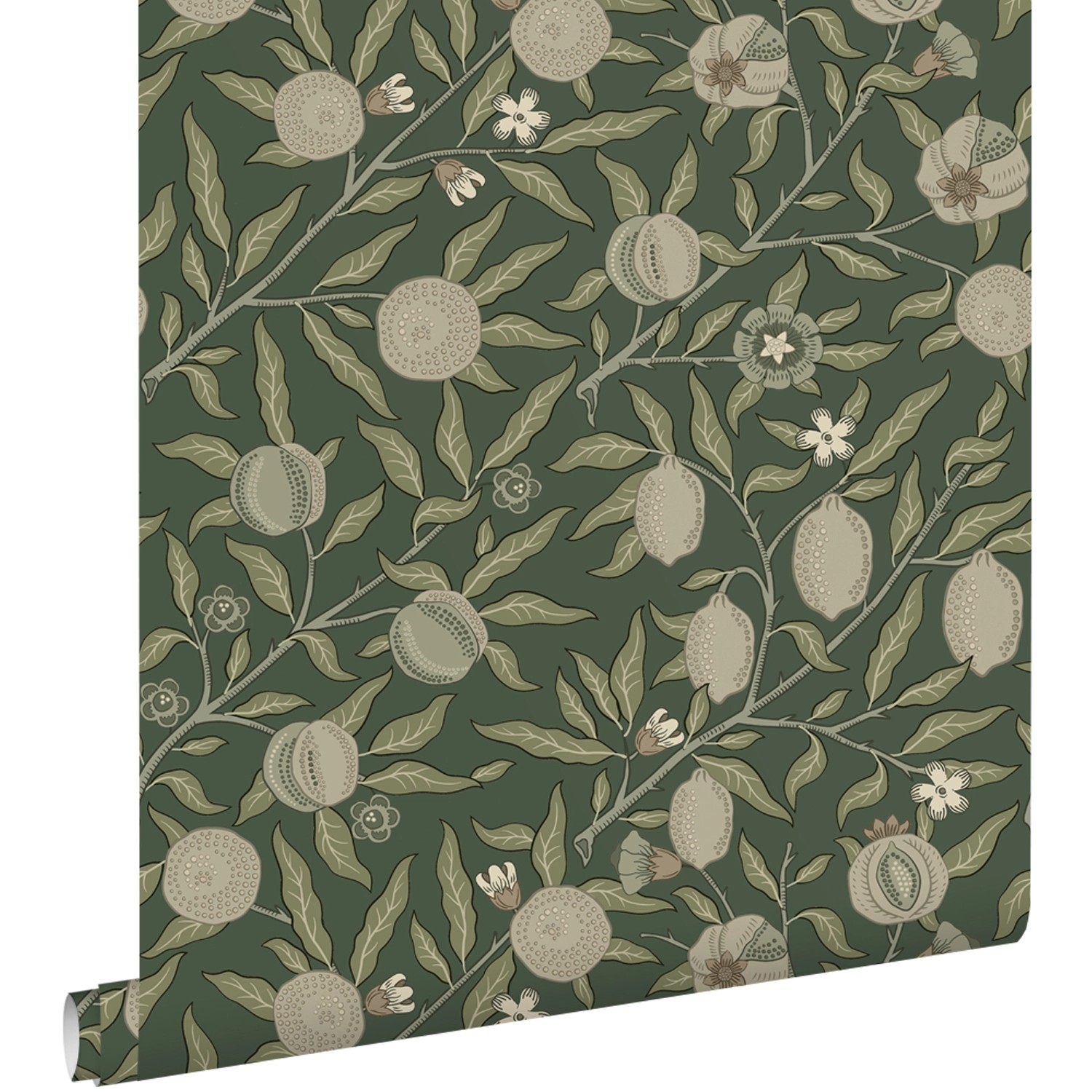 ESTAhome Tapete Exotischen Früchten Und Blättern Dunkelgrün Und Taupe 50 X 900 Cm 131174 von ESTAhome