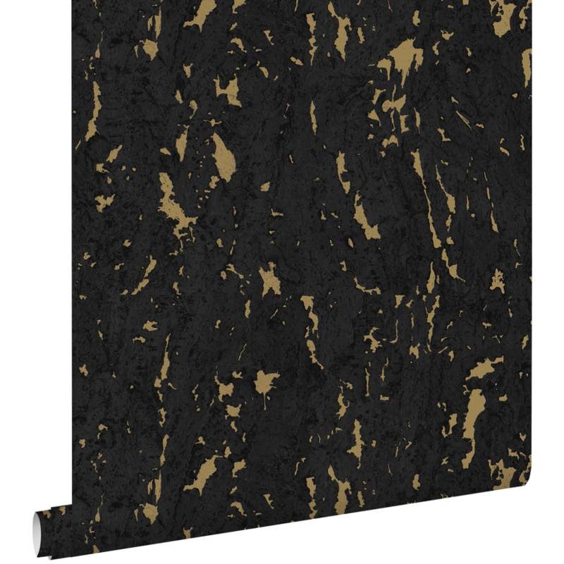 ESTAhome Tapete Kork Schwarz und Gold 50 x 900 cm 139337 von ESTAhome