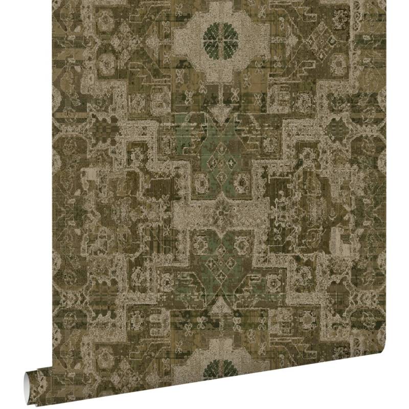 ESTAhome Tapete Orientalisches Kelim Patchwork Olivgrün 50 X 900 Cm 131359 von ESTAhome