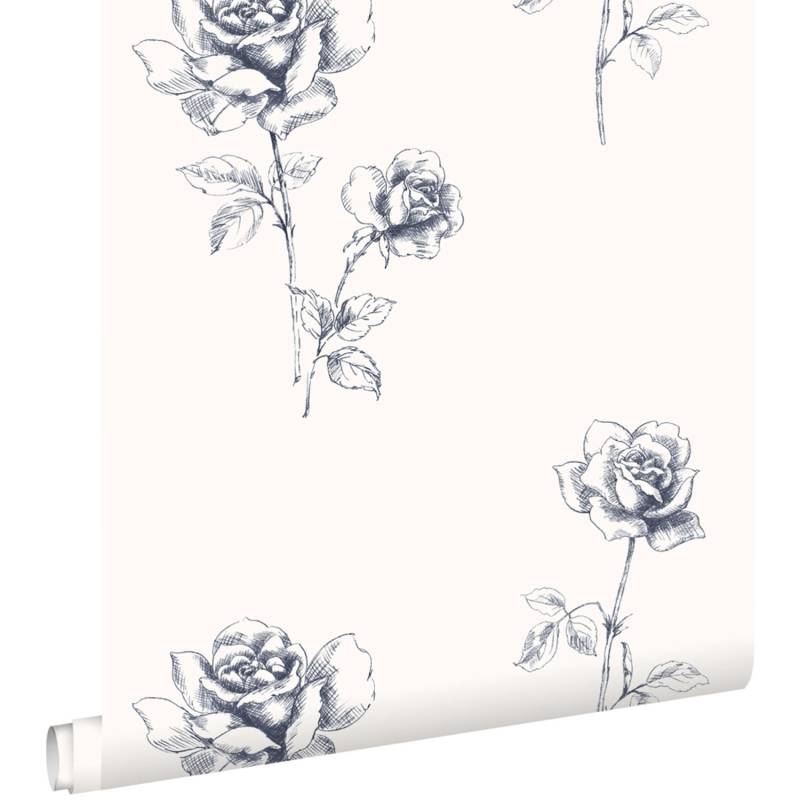 ESTAhome Tapete Rosen Blau 53 cm x 10,05 m 127610 von ESTAhome