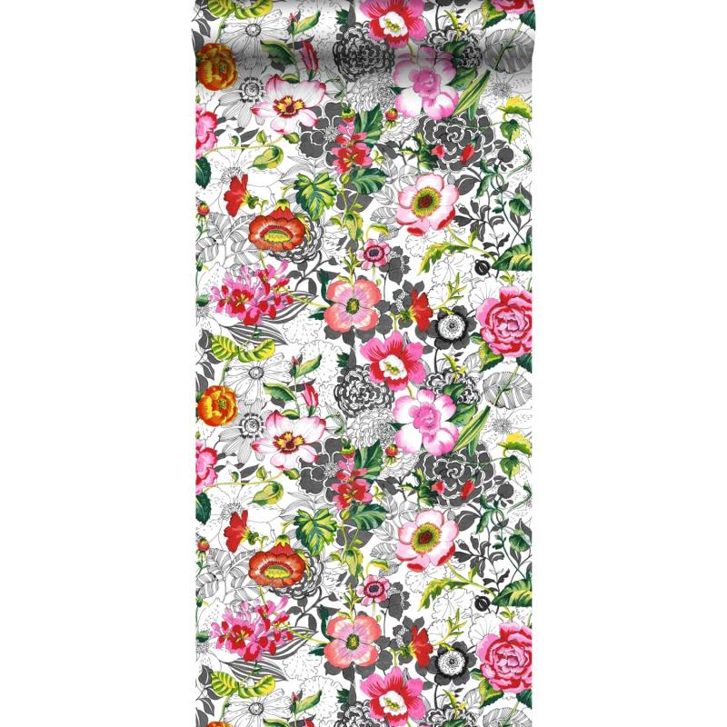 ESTAhome XXL Vliestapete Funky Blumen Rosa Rot Grün Schwarz Und Weiß 50 X 900 Cm 158501 ESTAhome XXL Vliestapete Funky Blumen Rosa Rot Grün Schwarz Und Weiß 50 X 900 Cm 158501 von ESTAhome