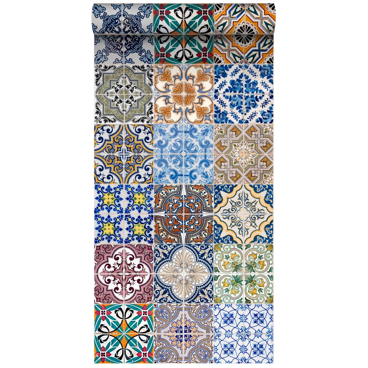 ESTAhome XXL-Vliestapete Spanische Fliesen Blau Orange Grün Und Beige 50 X 900 Cm - 158603 ESTAhome XXL-Vliestapete Spanische Fliesen Blau Orange Grün Und Beige 50 X 900 Cm - 158603 von ESTAhome