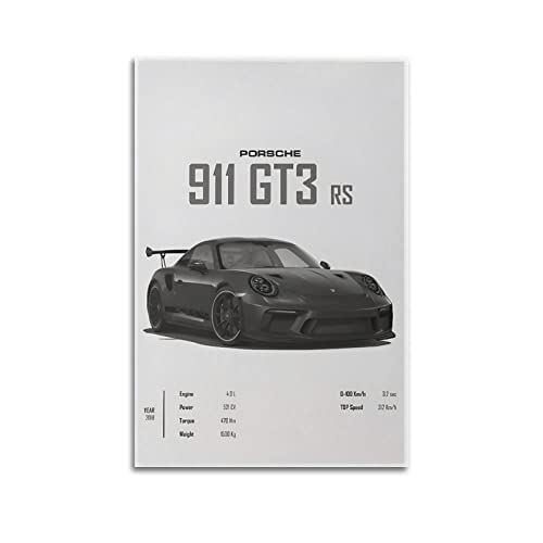 ESTE Sportwagen-Poster für 911 GT3 RS Supercar Racing Car Poster Dekorative Malerei Leinwand Wandposter und Kunstbild Druck Moderne Familie Schlafzimmer Dekor Poster 40 x 60 cm von ESTE