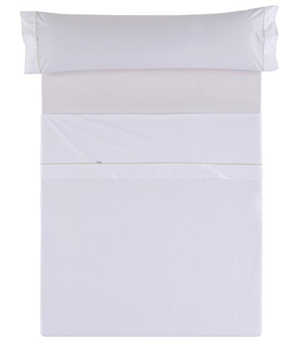 Es-Tuch Solid Biés Cala Bettwäsche-Set, 3-teilig, Baumwolle, für Bett 100/110 (Doppelbett), Weiß von ESTELA