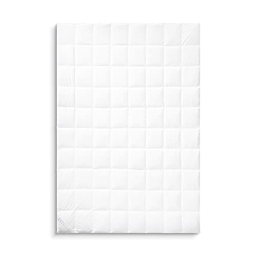 Bettdecke All Seasons Premium | weiss | 140x200 cm | Vier-Jahreszeiten-Decke | Bezug aus feinem Schweizer Daunenbatist aus 100 % Baumwolle | Füllung aus 100 % weißen Gänsedaunen | Made in Germany von ESTELLA