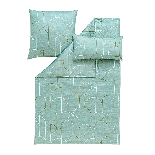 ESTELLA Atelier Mako-Satin Bettwäsche Archie Farbe alge Größe 135x200 + 80x80 + 40x80 von ESTELLA