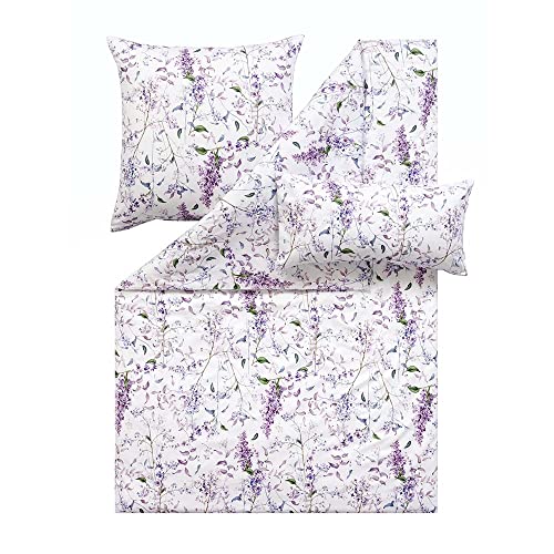 ESTELLA Atelier Mako-Satin Bettwäsche Sybille Farbe Lilac Größe 135x200 + 80x80 + 40x80 von ESTELLA